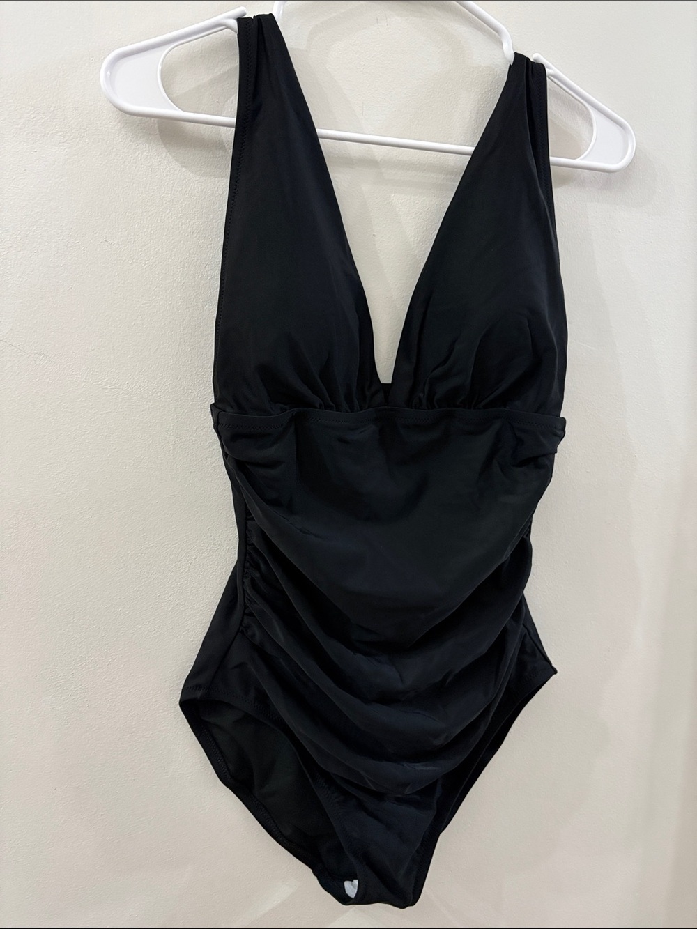 J Crew Black plunging V neck -One-Piece Swimsuit - Classic Solid - medium - NWT